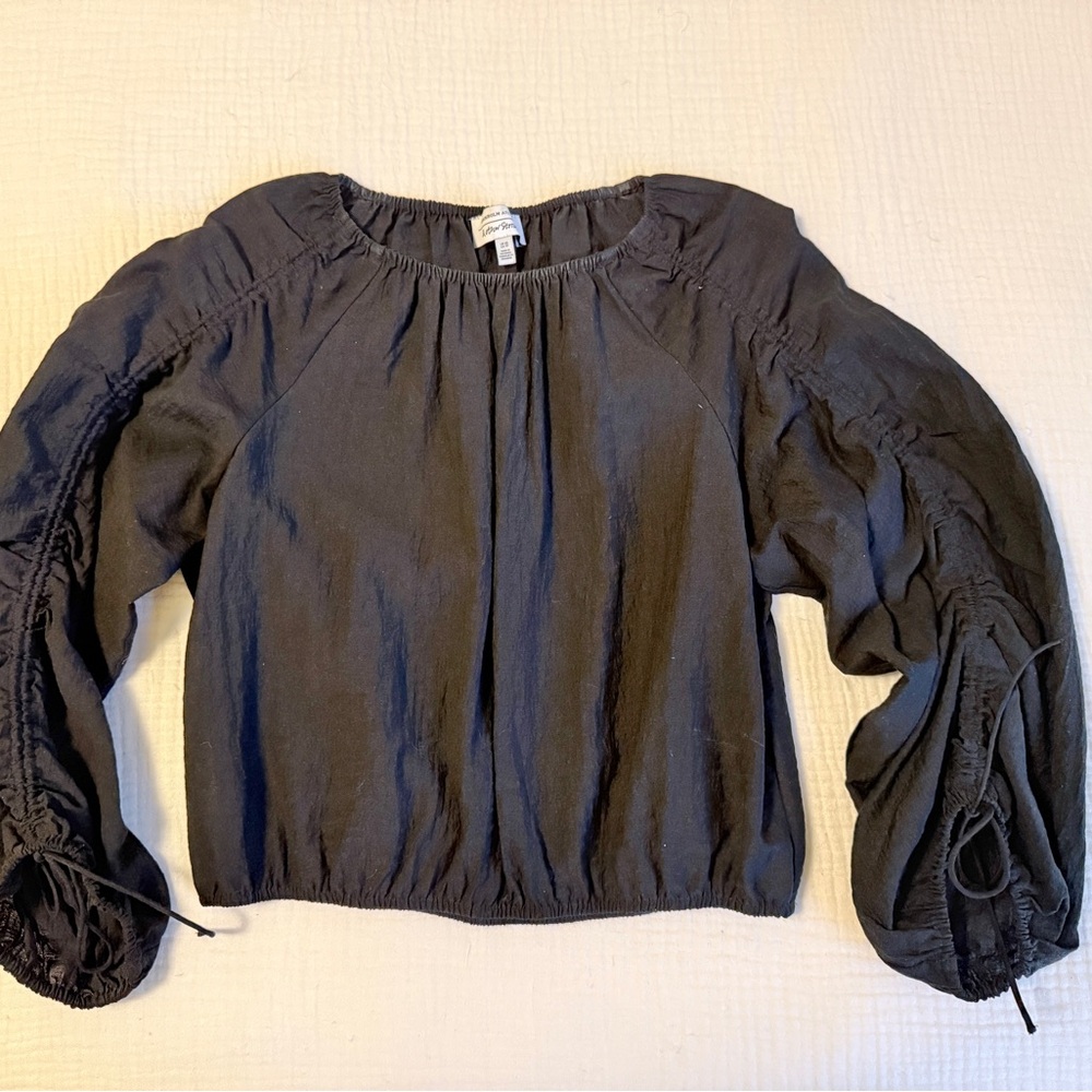 & Other Stories Black Ruched Sleeve Blouse (NWOT)
